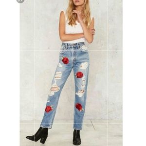 After Party by Nasty Gal Rose Above It Jeans